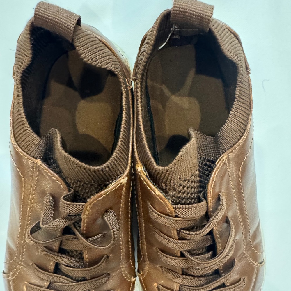 Seven7 Lawson Jr Sneakers Kids 12.5 Brown Mixed Media Faux Leather Lace Up - Picture 2 of 7